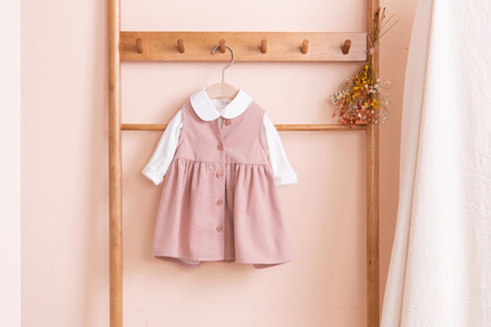 [BEBELOUTE] Bebe Dot Sleeveless Infant Dress(Pink), All-in-One for Infant and Babyr, Cotton 100% _ Made in KOREA